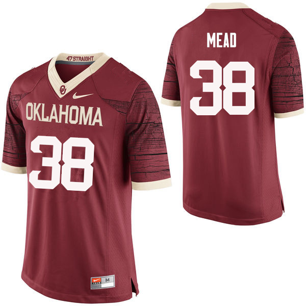 Men Oklahoma Sooners #38 Bryan Mead College Football Jerseys Limited-Crimson